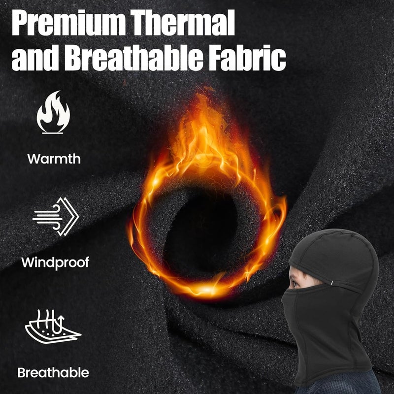 Beehow Store Kids Balaclava Ski Mask Scarf, Kids Fleece Gaiter Cold Weather Full Face Mask for Boys & Girls - Black - Image 5